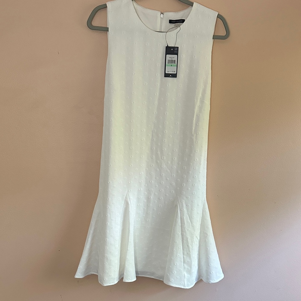 Tommy Hilfiger White Textured Midi Dress